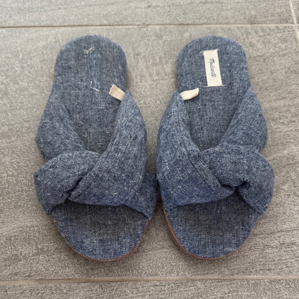 Madewell Heathered Blue Knotted Slide Sandals